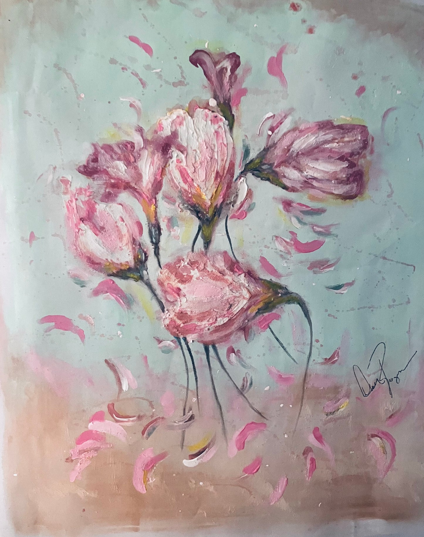 Medium Original Weeping Flowers Painting