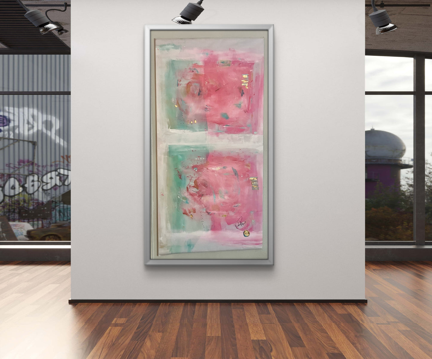 Abstract Original  Painting  47 x 23 inches “Tidewater Gold”