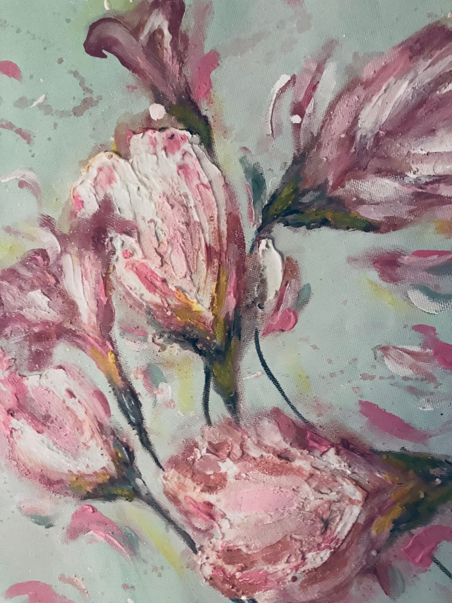 Medium Original Weeping Flowers Painting